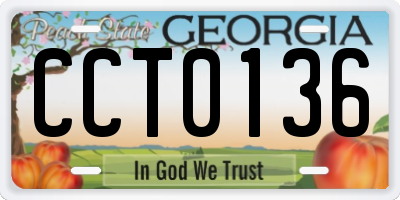 GA license plate CCT0136