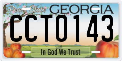 GA license plate CCT0143