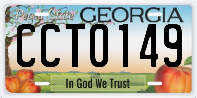 GA license plate CCT0149