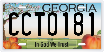GA license plate CCT0181
