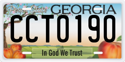 GA license plate CCT0190