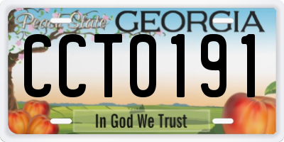 GA license plate CCT0191