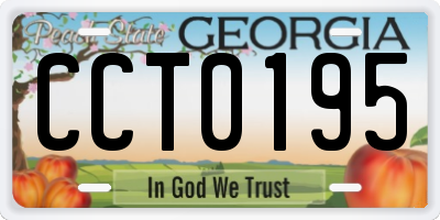 GA license plate CCT0195