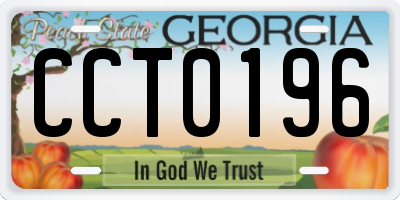 GA license plate CCT0196