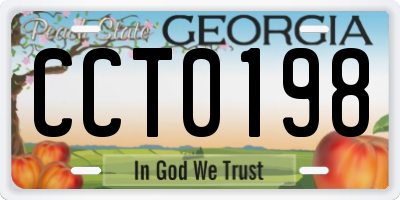 GA license plate CCT0198