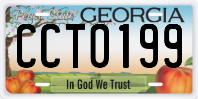 GA license plate CCT0199