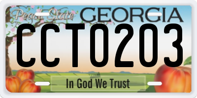 GA license plate CCT0203