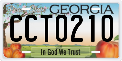 GA license plate CCT0210