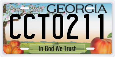 GA license plate CCT0211