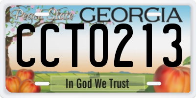 GA license plate CCT0213