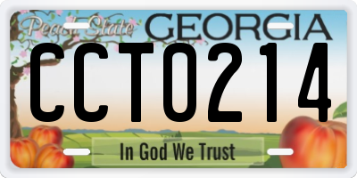 GA license plate CCT0214
