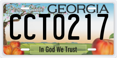 GA license plate CCT0217