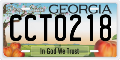 GA license plate CCT0218
