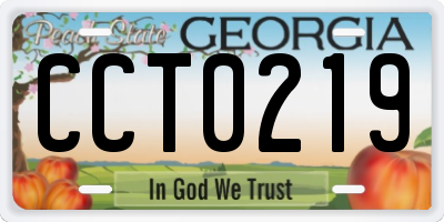 GA license plate CCT0219