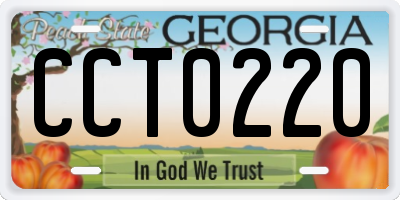 GA license plate CCT0220