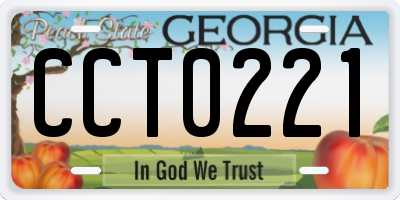 GA license plate CCT0221
