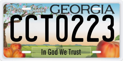 GA license plate CCT0223