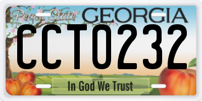 GA license plate CCT0232