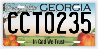 GA license plate CCT0235