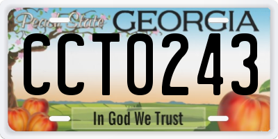 GA license plate CCT0243