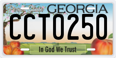GA license plate CCT0250