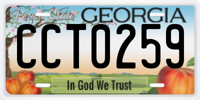 GA license plate CCT0259