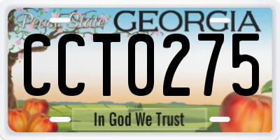 GA license plate CCT0275