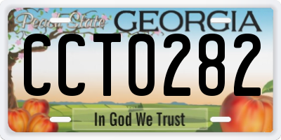 GA license plate CCT0282