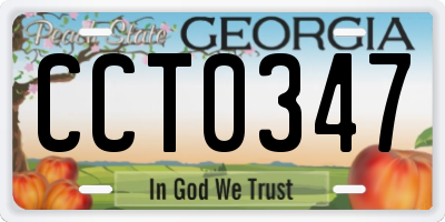 GA license plate CCT0347