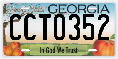 GA license plate CCT0352