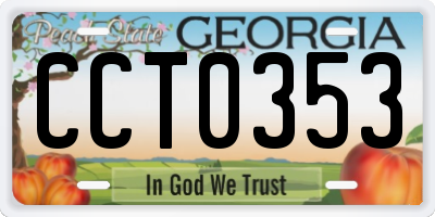 GA license plate CCT0353