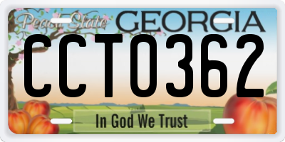 GA license plate CCT0362