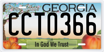 GA license plate CCT0366