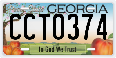 GA license plate CCT0374