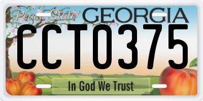 GA license plate CCT0375