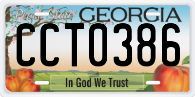 GA license plate CCT0386