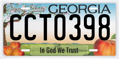 GA license plate CCT0398