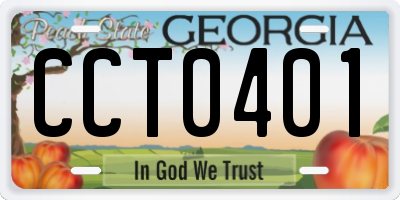 GA license plate CCT0401
