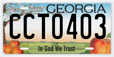 GA license plate CCT0403