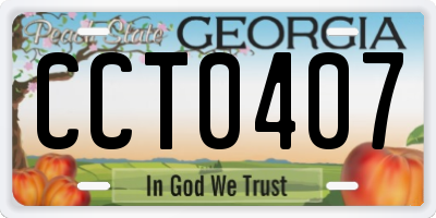 GA license plate CCT0407