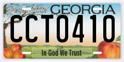 GA license plate CCT0410