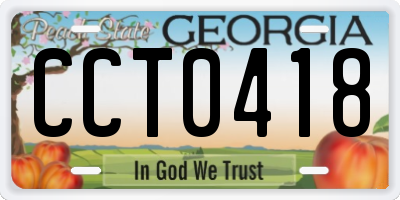 GA license plate CCT0418