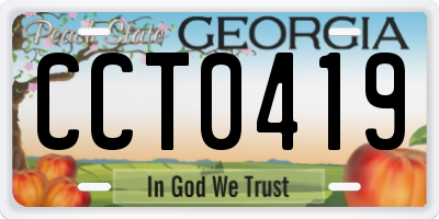 GA license plate CCT0419