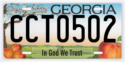 GA license plate CCT0502