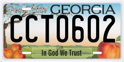GA license plate CCT0602