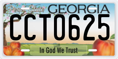 GA license plate CCT0625