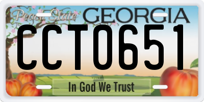 GA license plate CCT0651