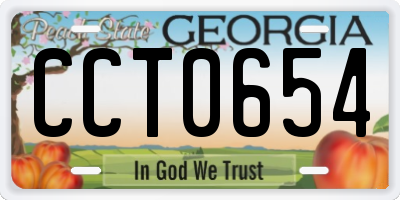 GA license plate CCT0654