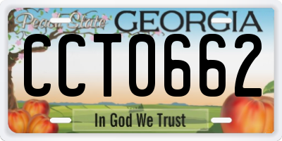 GA license plate CCT0662