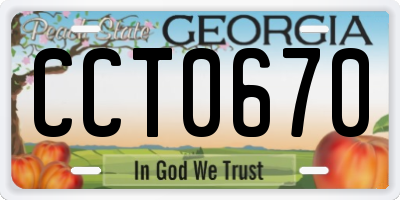 GA license plate CCT0670